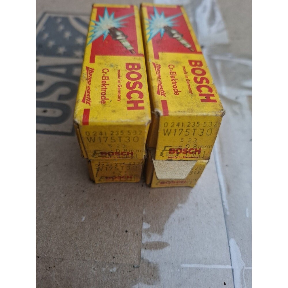 Vintage NOS Bosch W175T30 Spark Plugs Cr-Elektrode Made in Germany Lot of 4